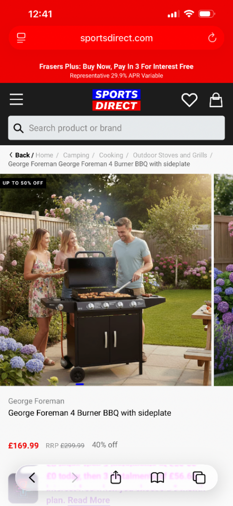 George Foreman 4 Burner BBQ with Side Plate – Brand New