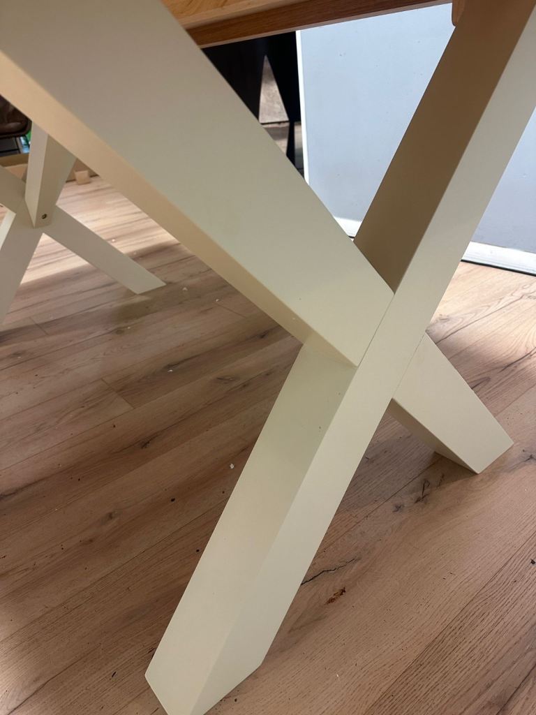 Wayfair Longview Oak Solid Wood Dining Table Buttermilk Cream X Cross Legs rrp £850