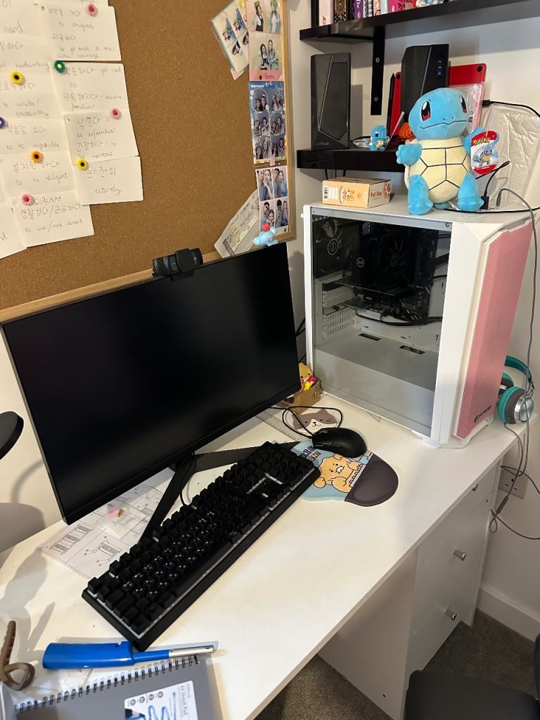 White/ Pink LED starter gaming desktop PC computer with monitor