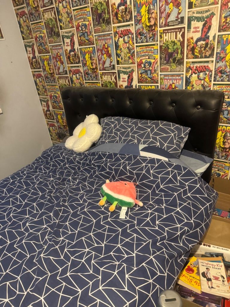 Black small Double Bed Frame with Ottoman Storage – Good Condition