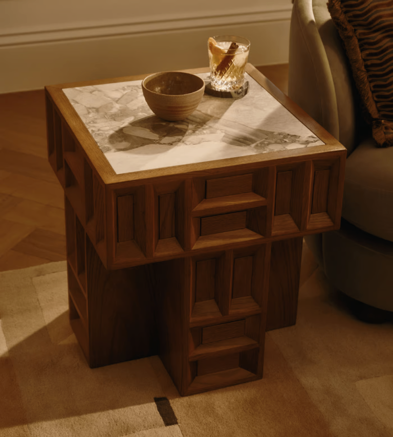 Soho Home Solid Wood Side Table with Marble Top Wanted