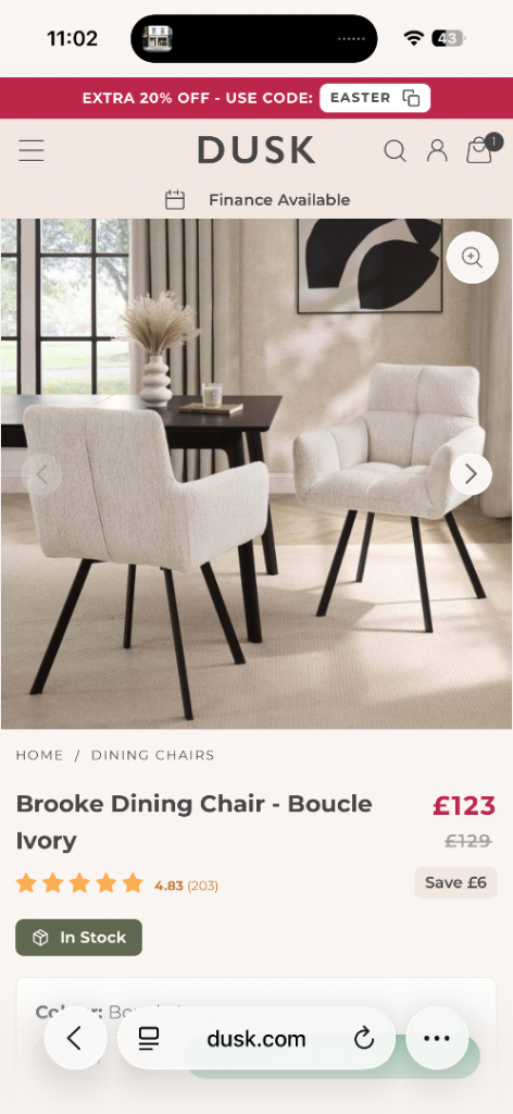 Brand new dusk dining chairs 