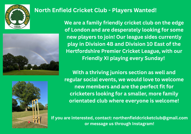 North Enfield Cricket Club - Players Wanted!