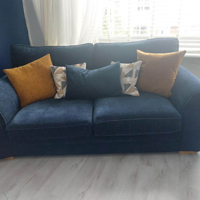 Kaluna 2 Seater Blue Fabric Sofa – Good Condition