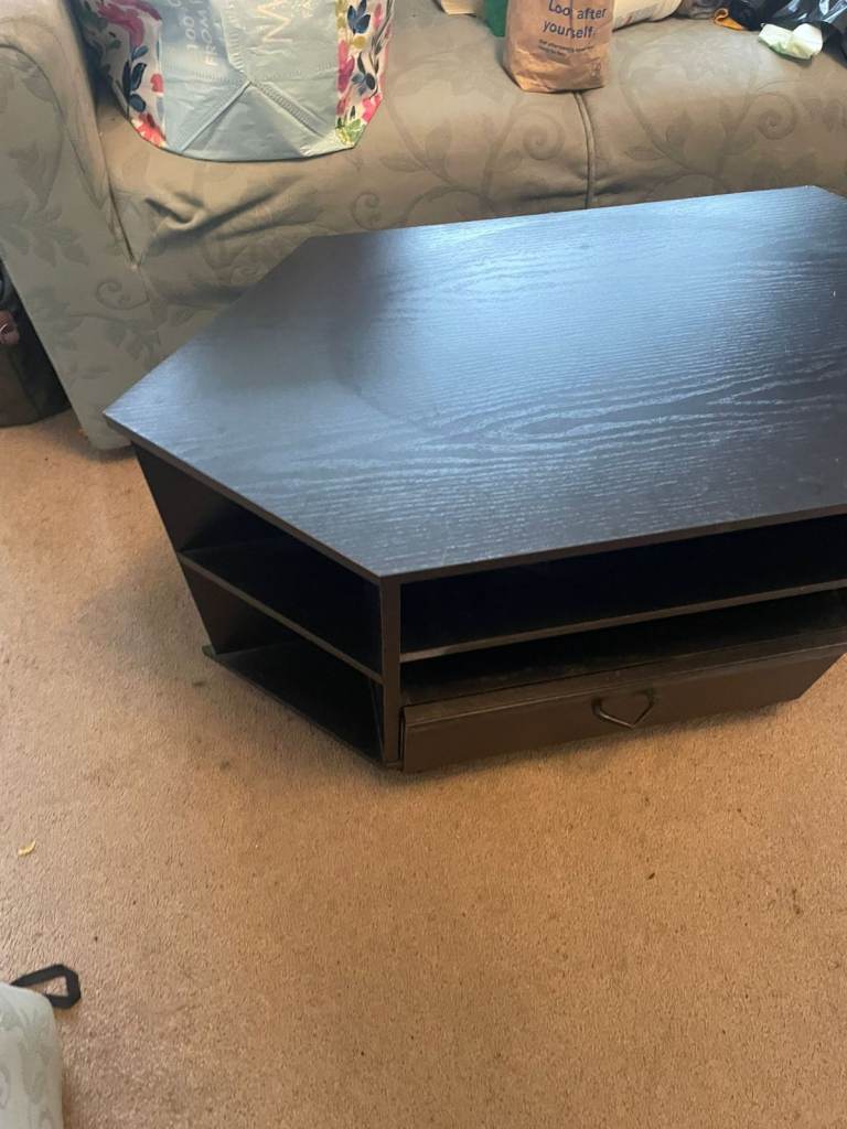 image for Black Tv/ Audio Unit with two Drawers on wheels 