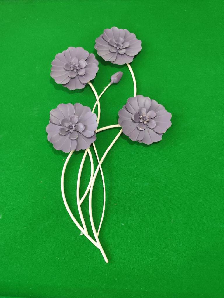 Metal flowers wall art purple