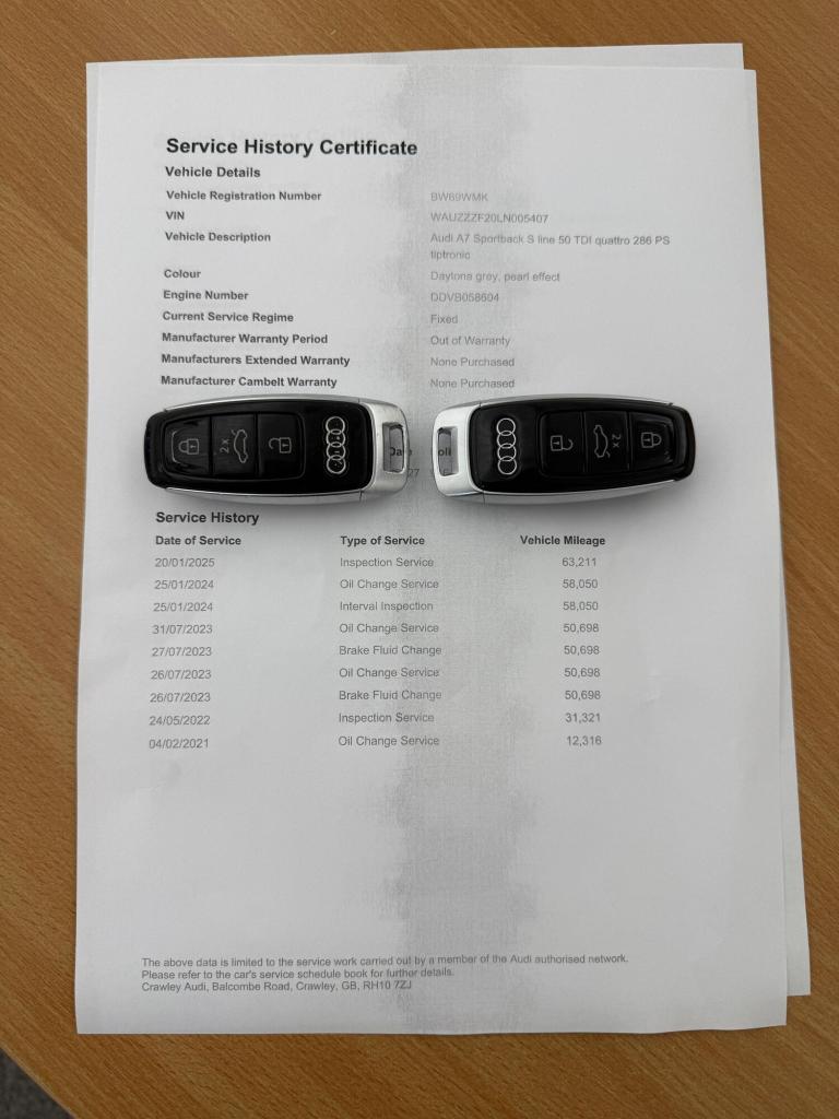  Audi A7 3.0 TDI V6 50 S line Sportback 5dr Diesel Tiptronic quattro Euro 6 (s/s) (2 Diesel Autom...