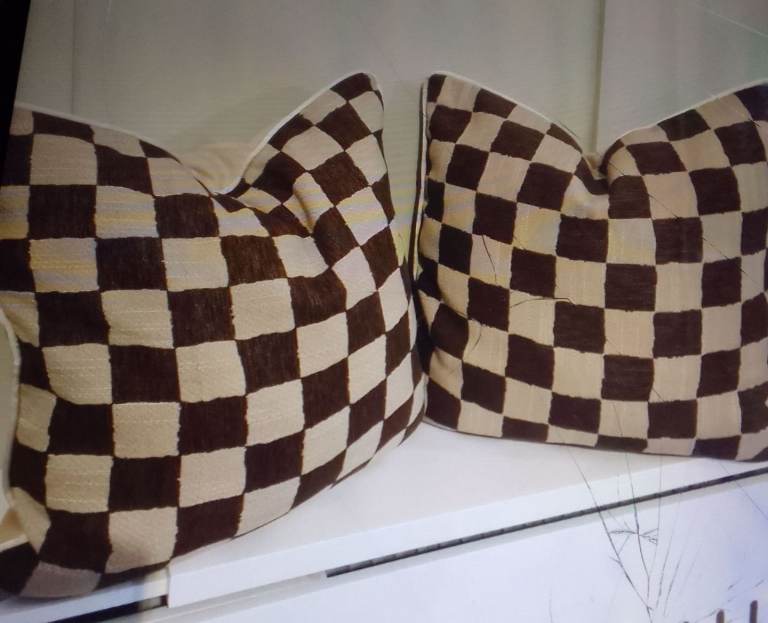 Heavy check corduroy design cushions  thick heavy fabric 