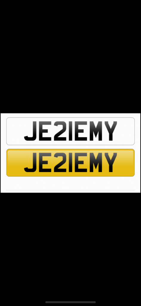 JEREMY PRIVATE NUMBER PLATE 