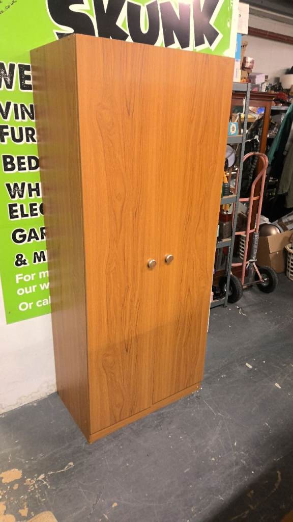 vintage single wardrobe with a rail and adjustable shelves