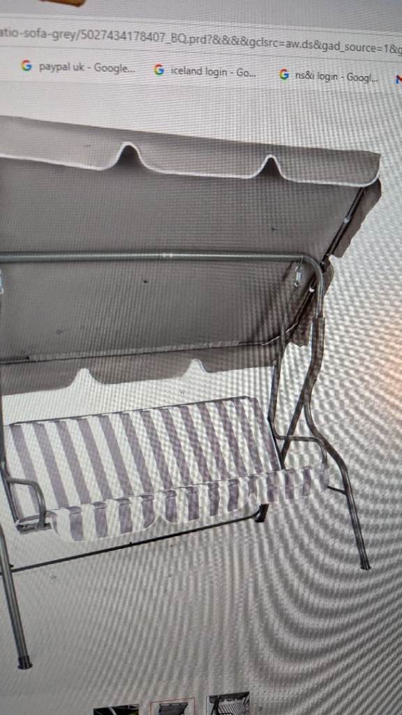 Garden Patio Swing Seat with Canopy – Grey, Good Condition