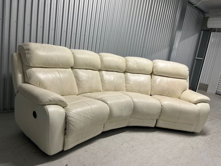 Beige Leather 4 Seater Corner Recliner Sofa - Delivery Available!