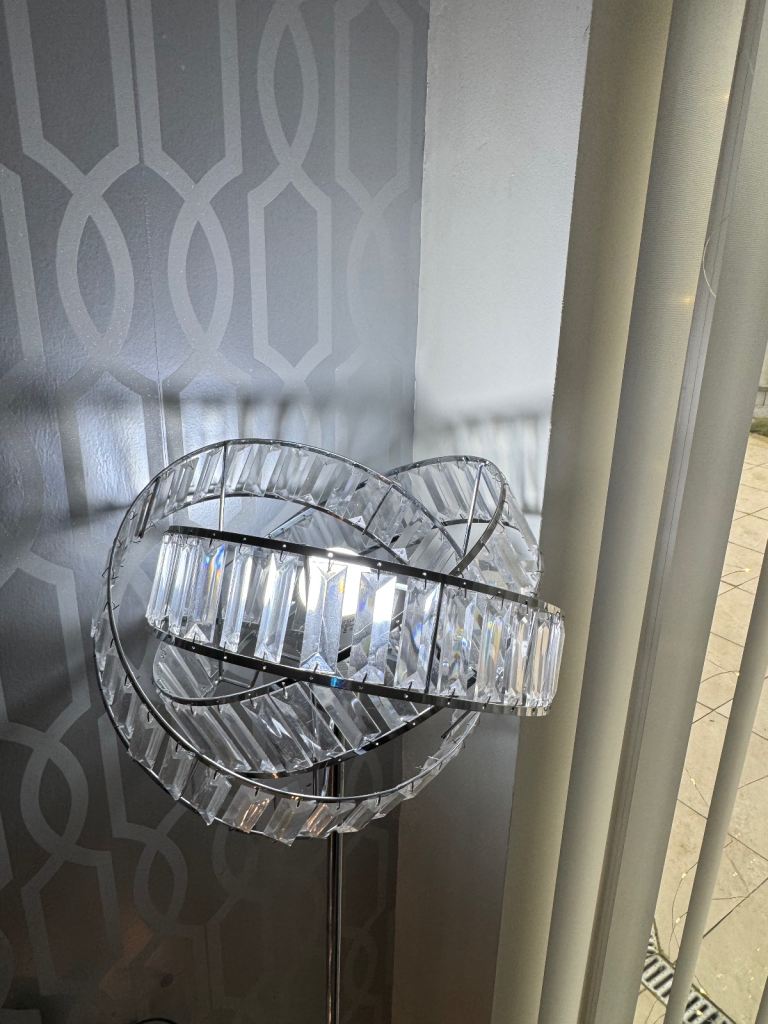 Crystal and chrome floor lamp