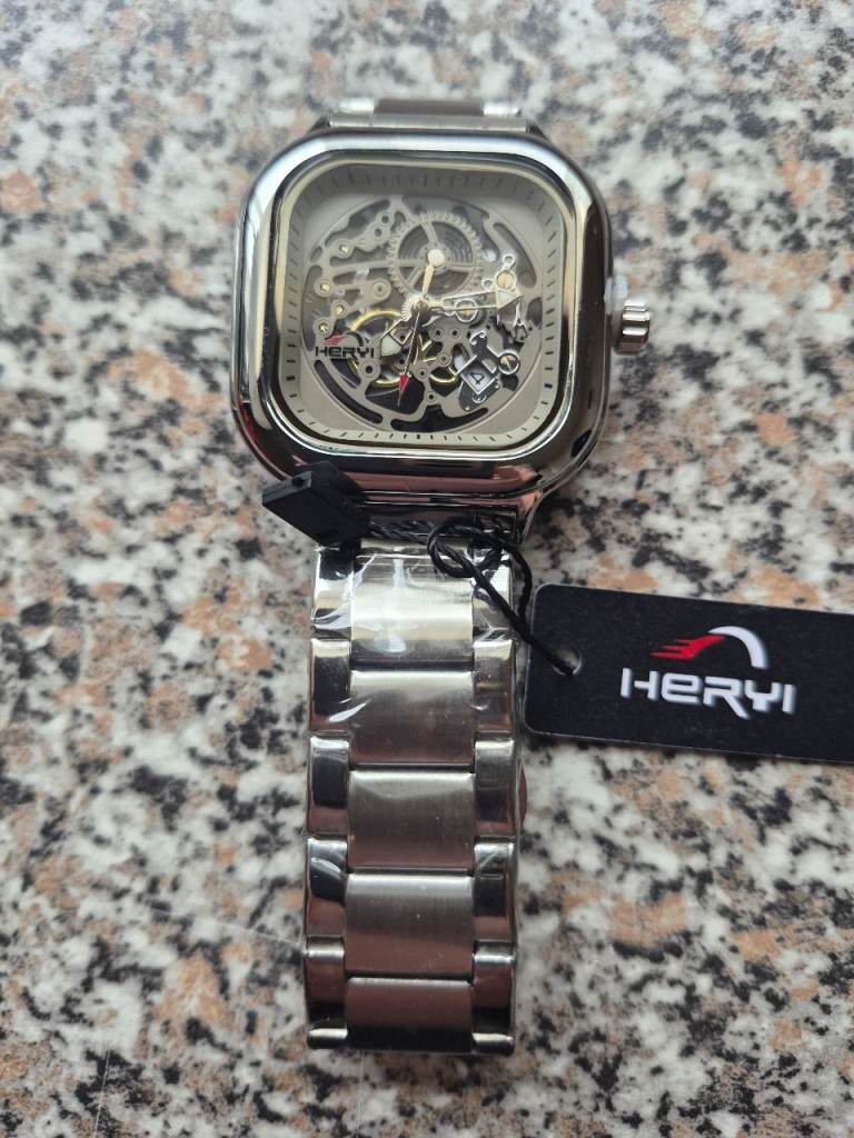 Heryi Skeleton Watch - Silver, Brand New