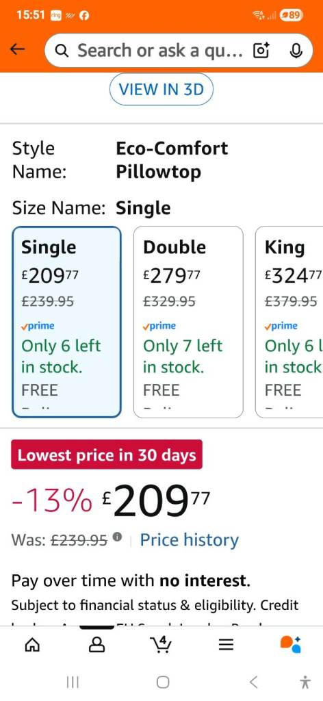 Silent night pillow top single mattress 