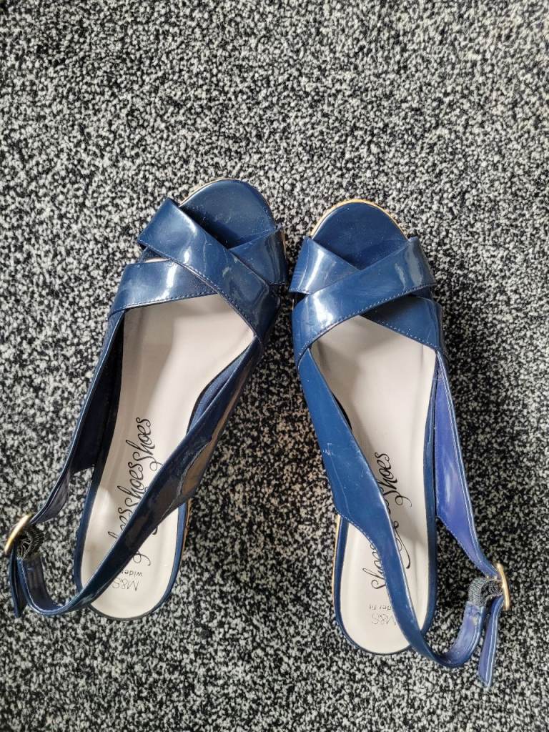Marks & Spencer Patent Wedge Sandals Size 5.5