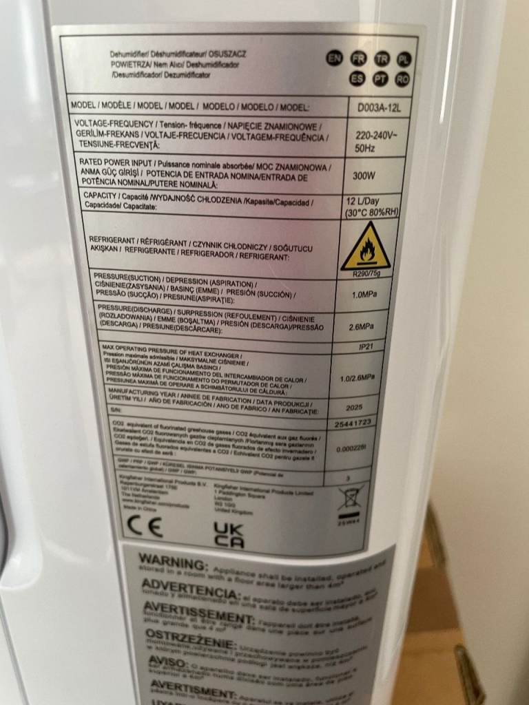 Portable dehumidifier, Blyss, 12l/day