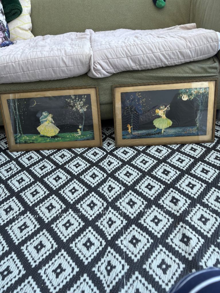 Pair of Vintage Art Deco 1920s Framed Pictures Marygold 