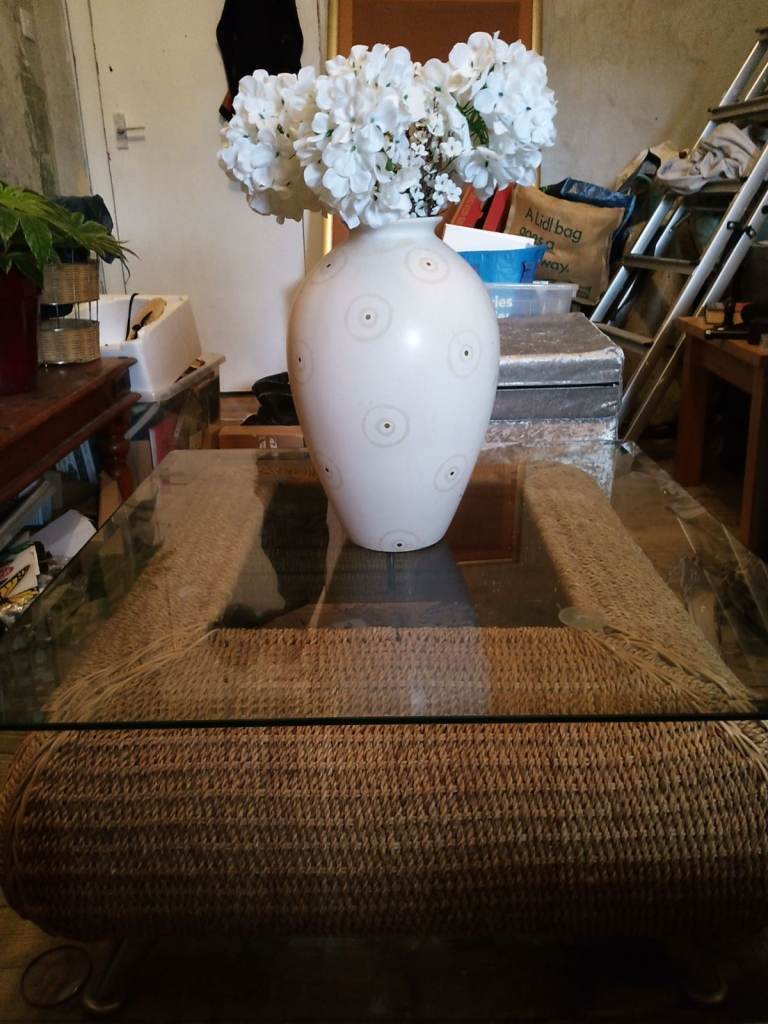Glass & Wicker Table 