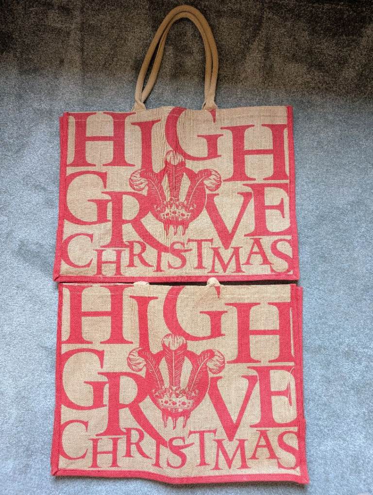Highgrove Christmas Jute Shopping Bags - As New Condition