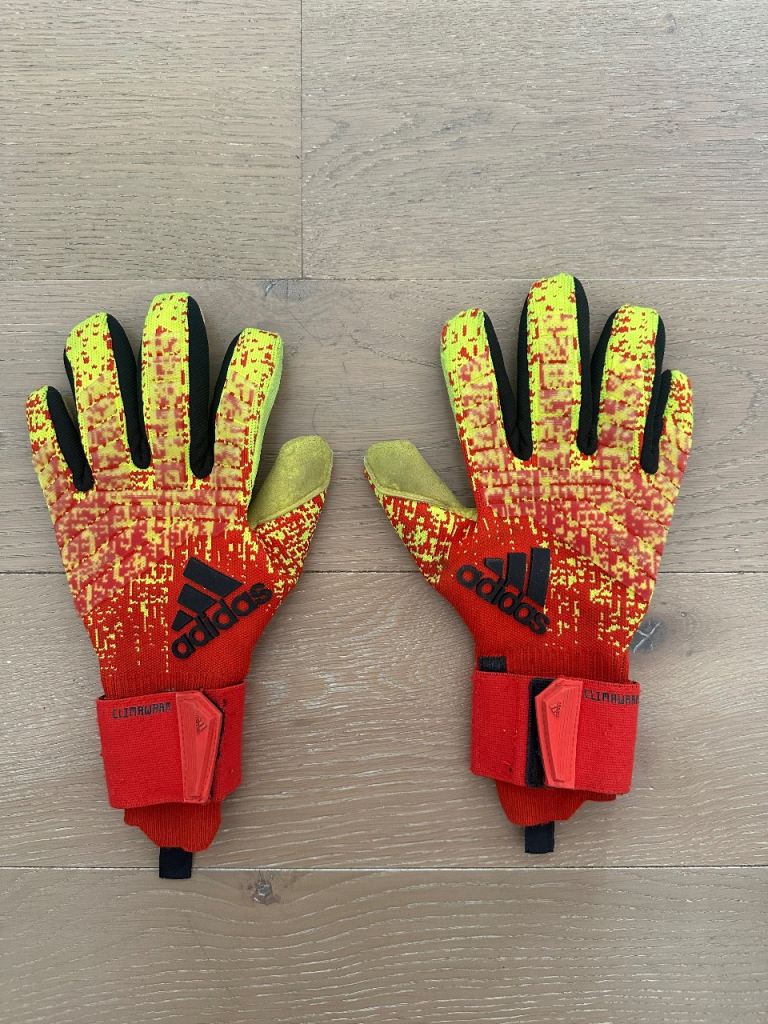 Adidas Football Goalkeeper Gloves – Red/Yellow, Good Condition