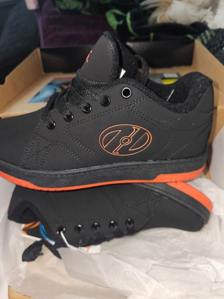Heelys Roller Shoes - Black and Orange, As Good As New