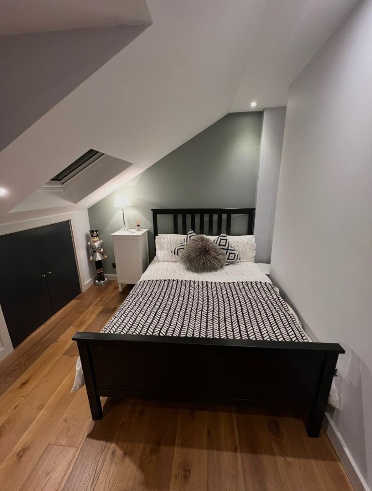 IKEA Hemnes Double Bed Frame & Mattress - Black Wood, Good Condition
