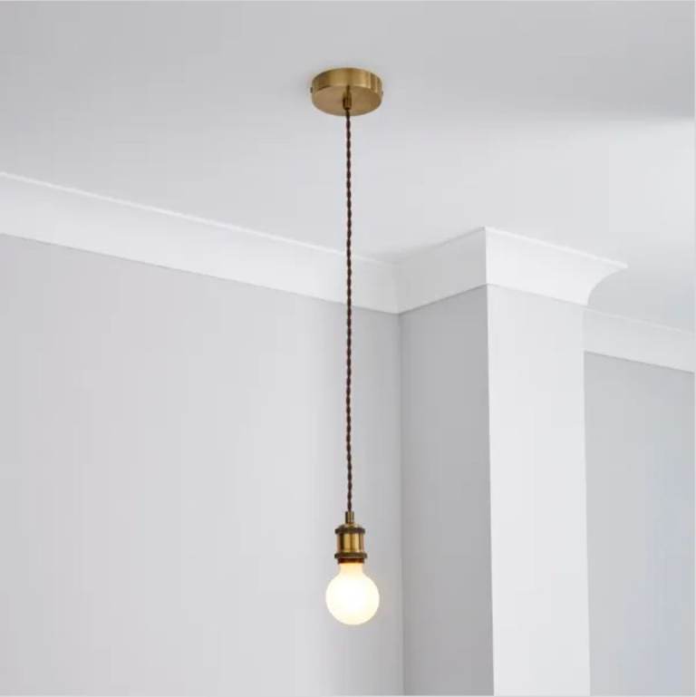 Charlie Industrial Adjustable Pendant Flex Ceiling Light Cable - Antique Brass