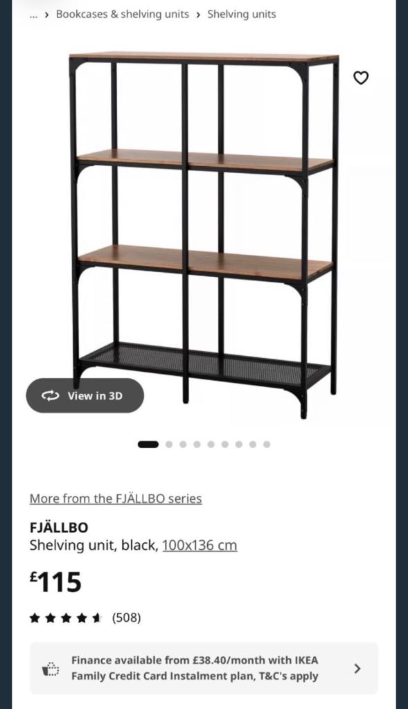 IKEA FJÄLLBO Shelving Unit – Black, 100x136 cm