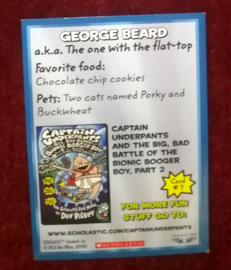 9 x Captain Underpants Collectible Cards Numbered 3 to 11 Scholastic 2010