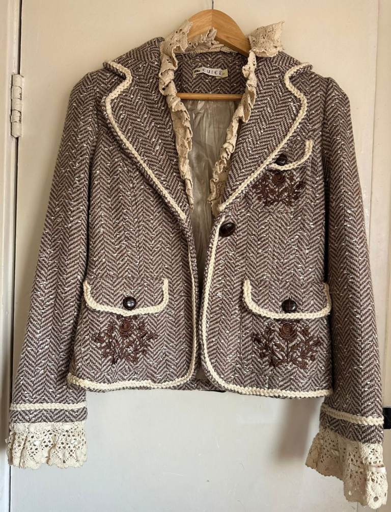 New Gorgeous Women's Jacket with lace trim - size 8