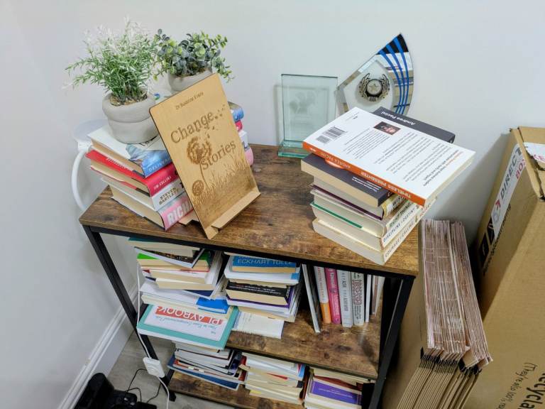 Industrial rustic 3-tier bookcase / shelving unit, dark wood and black ...