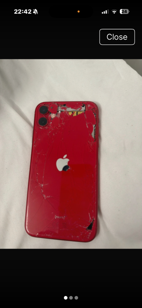 Apple iPhone 11 (Product)RED – Back Glass Damaged