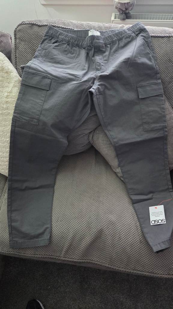 Grey cargo trousers