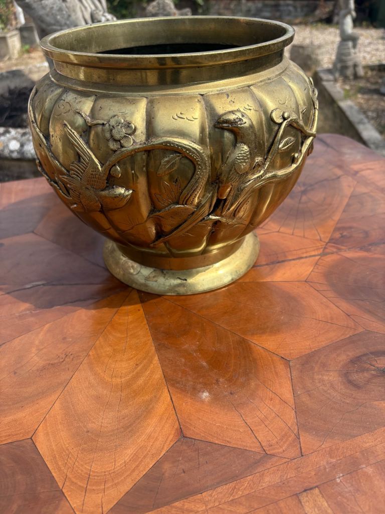 Antique bronze Chinese bowl planter 