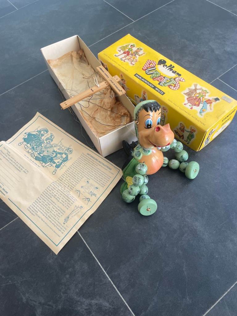 Vintage 1960's Pelham Puppet Baby Dragon Working in excellent Condition with Box and Instructions
