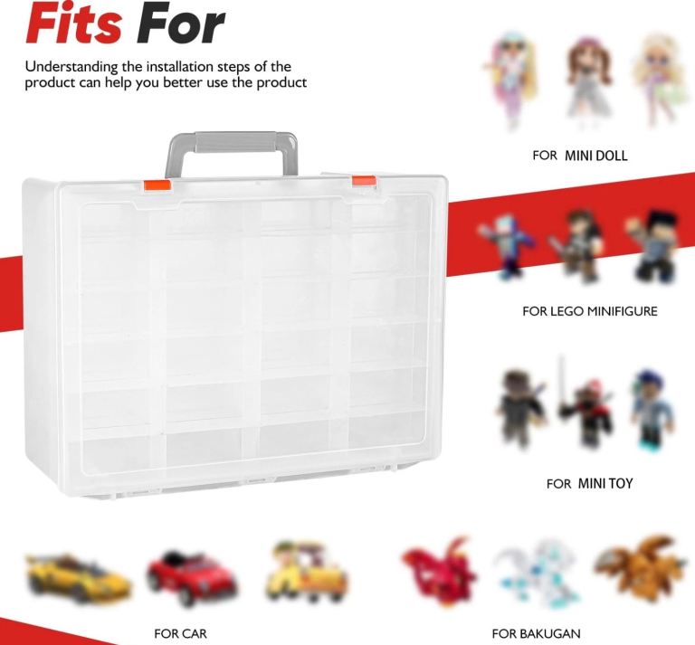 72 storage and organiser compartment for toy cars, Lego, figures and more, 