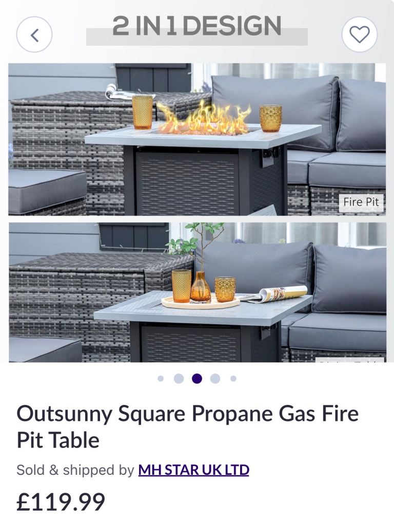 Gas fire pit table new in box