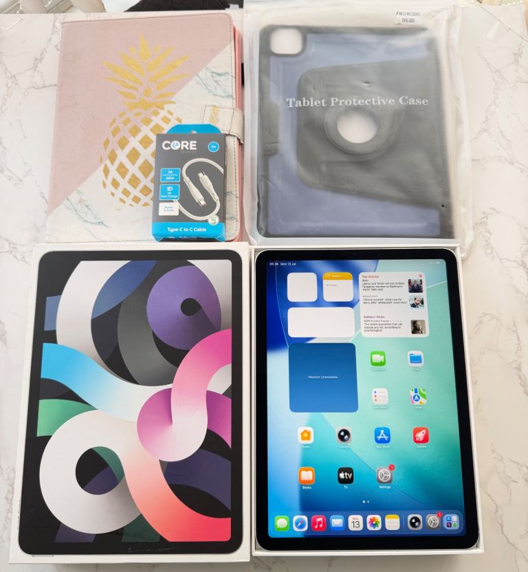 Apple iPad Air 4th Generation 256GB WIFI+Cellular in Silver Boxed+ Cases 