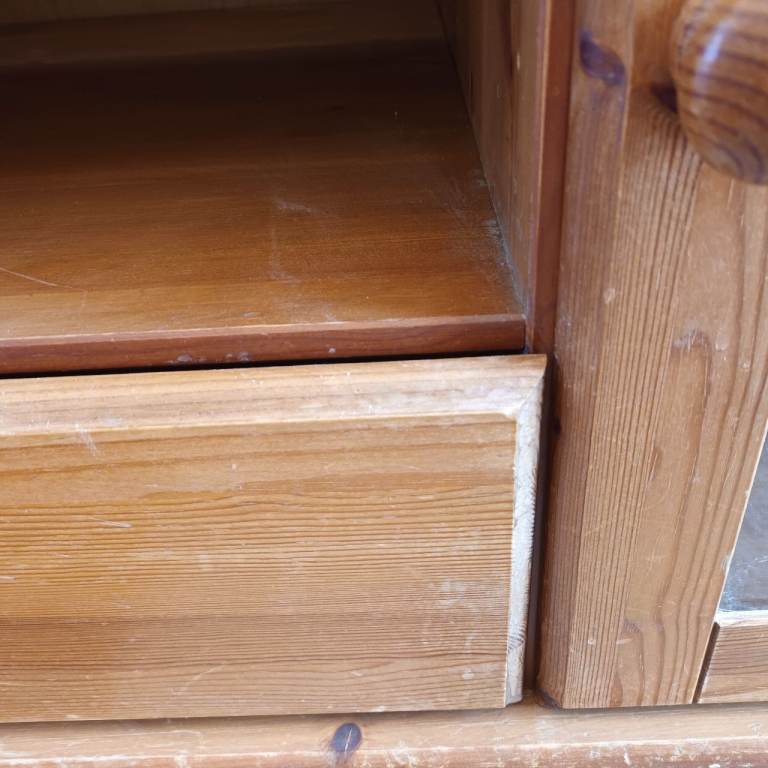 Wood TV Unit / Sideboard in Pine - Drawers and Shelves