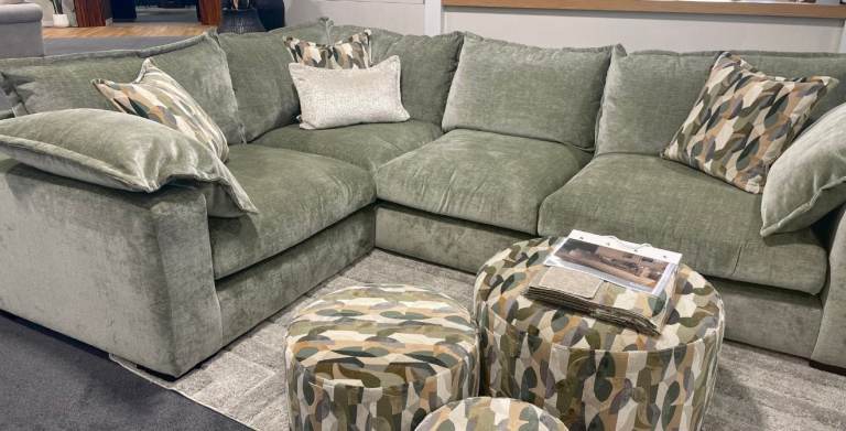 Love Seat / Cuddler / Snuggler + Nesting Footstools - Sage Green Soft ...