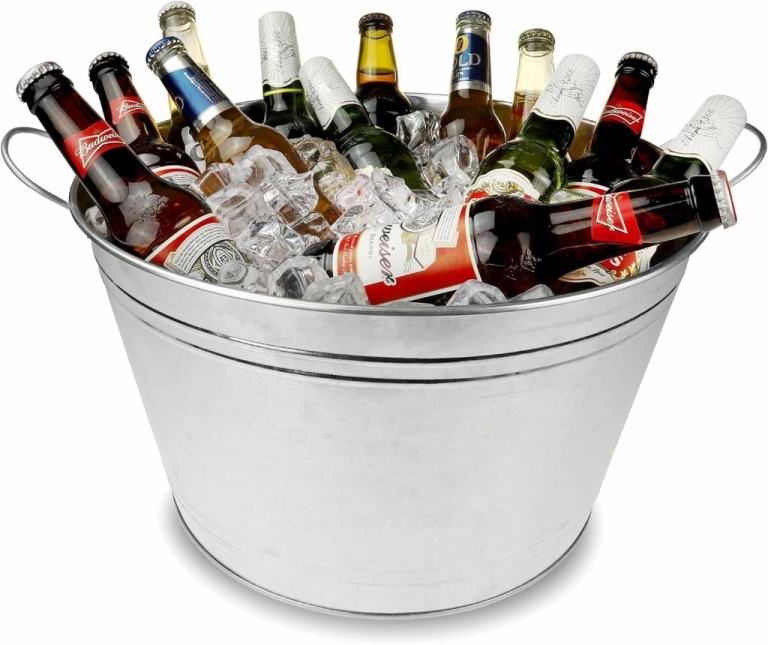 Galvanised Steel Drinks Ice Cool Bucket with Handles
