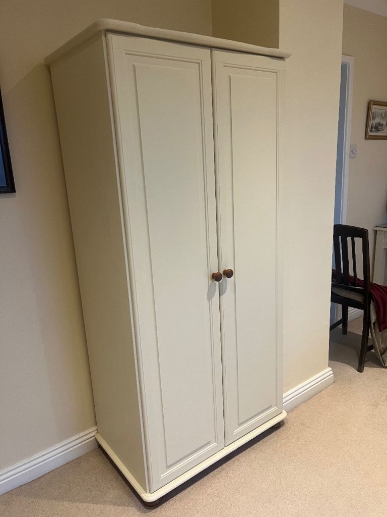 Painted pine double wardrobe 