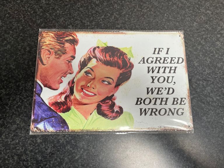 Vintage Style Sign Metal 30cm x 20cm Brand New, Funny Saying Man/Women Cave.