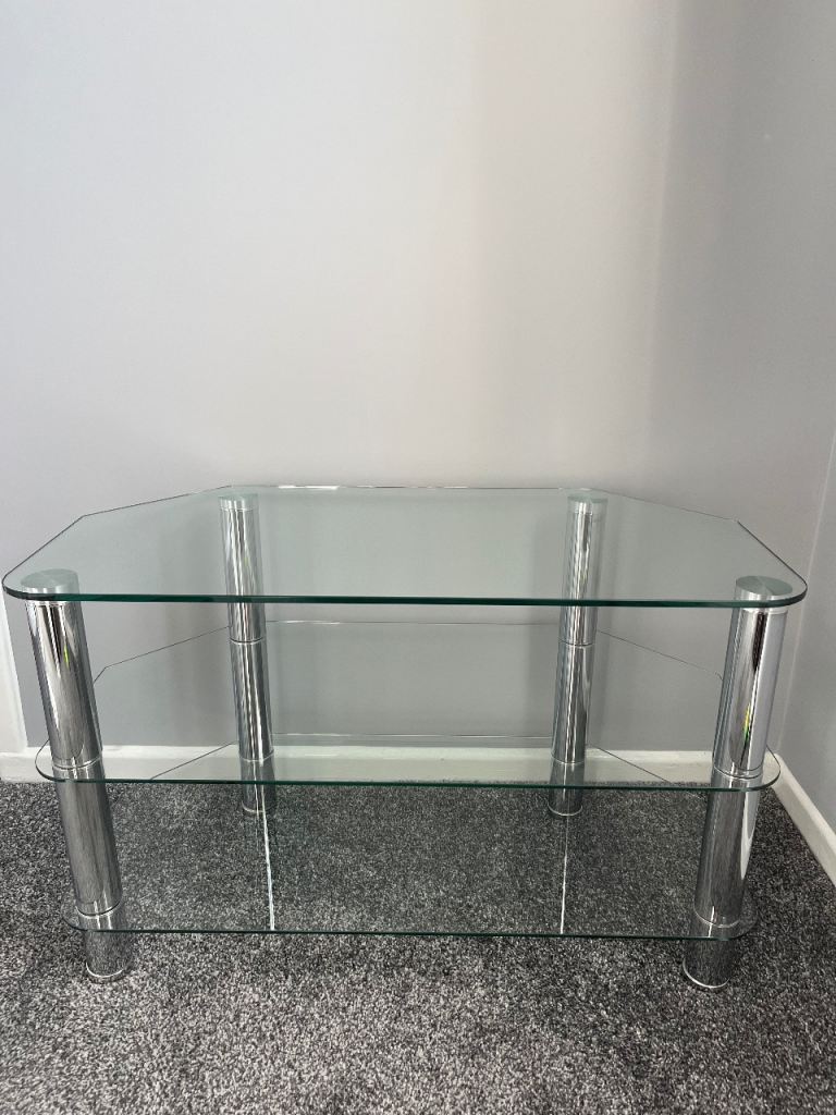 Clear glass and chrome T.V stand