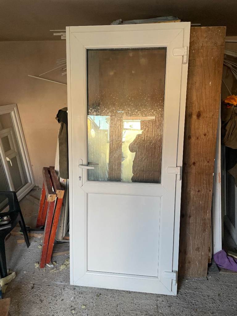 UPVC DOOR 201.5 x 86.5 cm - BEAUTIFUL UPVC DOUBLE GLAZED DOOR - OBSCURE GLASS (REF: DX201)