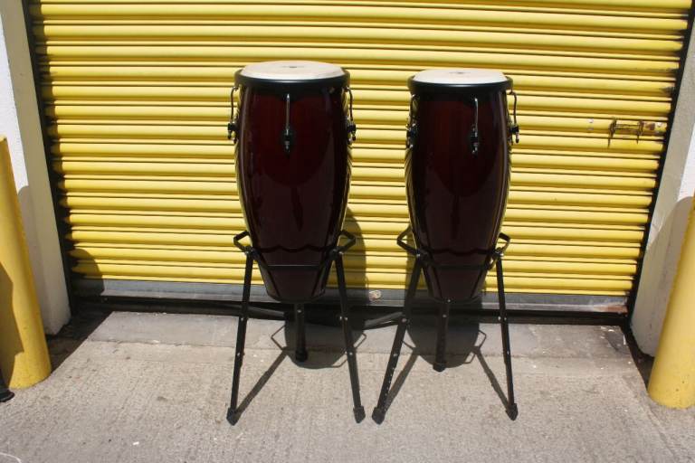 LP Caliente Series Wooden Conga Drums 10in + 11in ~ Adjustable Basket Stands ~ Like New ~ £275 ono