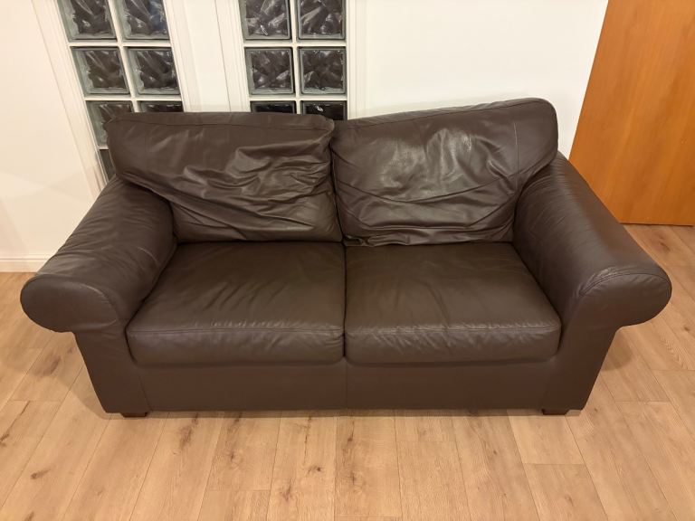 Two brown leather sofas for sale 