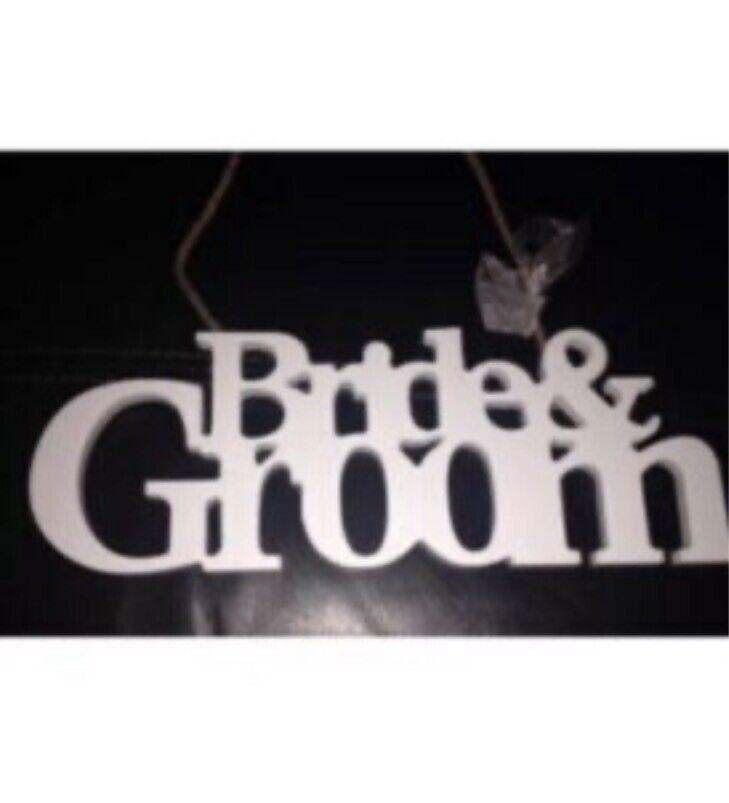 image for Bride & groom plaque sign £2-, his/her plaques set £2, wedding 