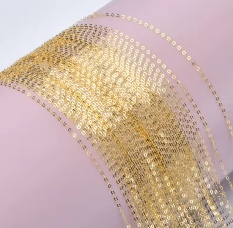 18K Solid Gold Au750 Necklace Chain - 45cm, 50cm and 60cm Dainty Flat Oval Link